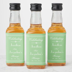 Étiquettes Pour Bouteilles De Liqueur Élégant Chic Mariage Noms Soft Mint Green Mini