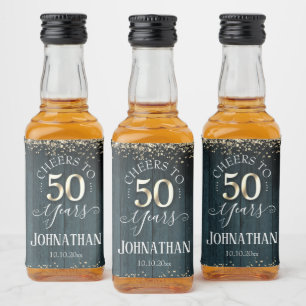 Étiquettes Pour Bouteilles De Liqueur Élégant Gold 50th Birthday Script