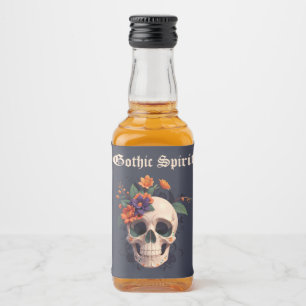 Étiquettes Pour Bouteilles De Liqueur Élégant Gothique Floral Crâne Monogramme Mariage m