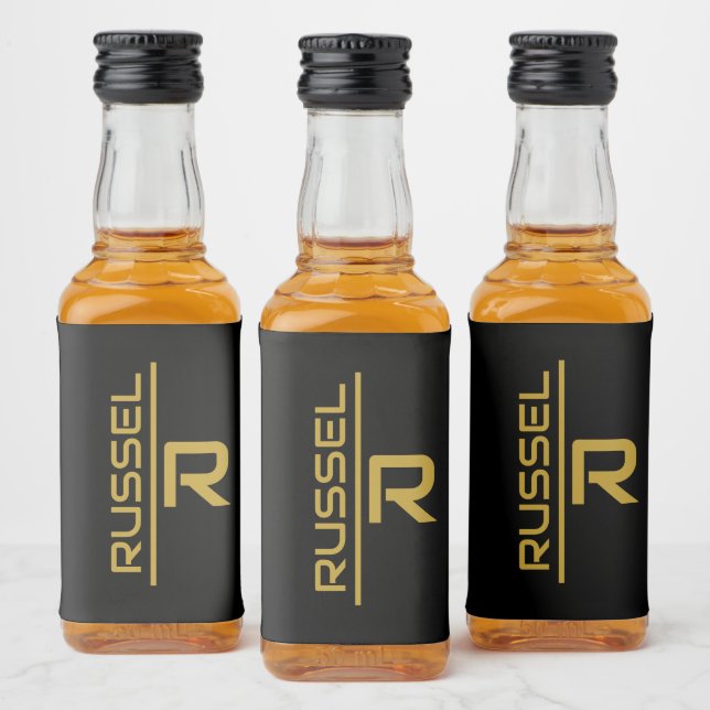 Étiquettes Pour Bouteilles De Liqueur Élégant Groomsmen Personnalisé Noir et Or (Bouteilles)