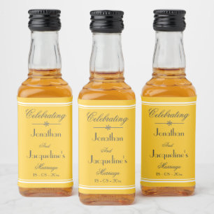 Étiquettes Pour Bouteilles De Liqueur Elégant Jaune Mariage Personnalisé Noms Chic Mini