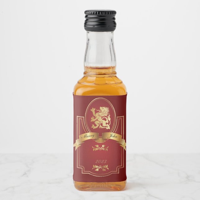 Étiquettes Pour Bouteilles De Liqueur Élégant mariage rouge (Devant)
