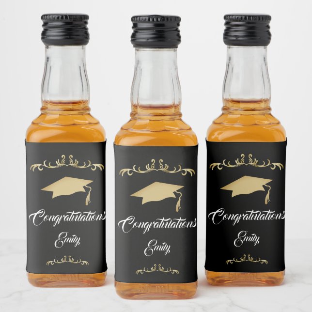 Étiquettes Pour Bouteilles De Liqueur Elégant Ornament Or Félicitations Diplômé (Bouteilles)