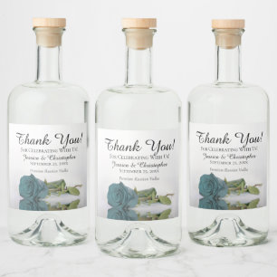 Étiquettes Pour Bouteilles De Liqueur Élégant reflet du Merci Mariage Rose Turquoise