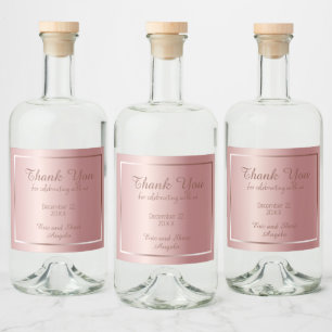 Étiquettes Pour Bouteilles De Liqueur Elégant Rose Gold Personnalisé Mariage Faveur Merc