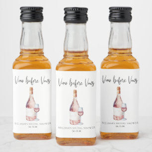 Étiquettes Pour Bouteilles De Liqueur Élégant Vino aquarelle avant Vows Fête des mariées
