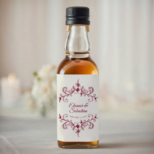 Étiquettes Pour Bouteilles De Liqueur Élégant Vintage Romance Bourgogne Mariage Mini
