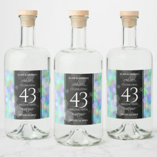 Étiquettes Pour Bouteilles De Liqueur Élégante 43ème anniversaire du Mariage Opal