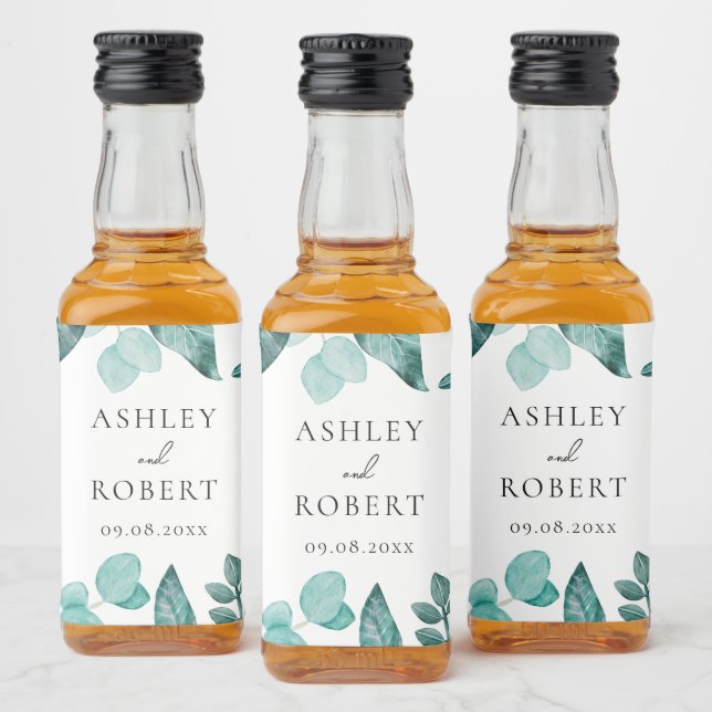 Étiquettes Pour Bouteilles De Liqueur Elégante verdure Turquoise Mariage personnalisée (Bouteilles)