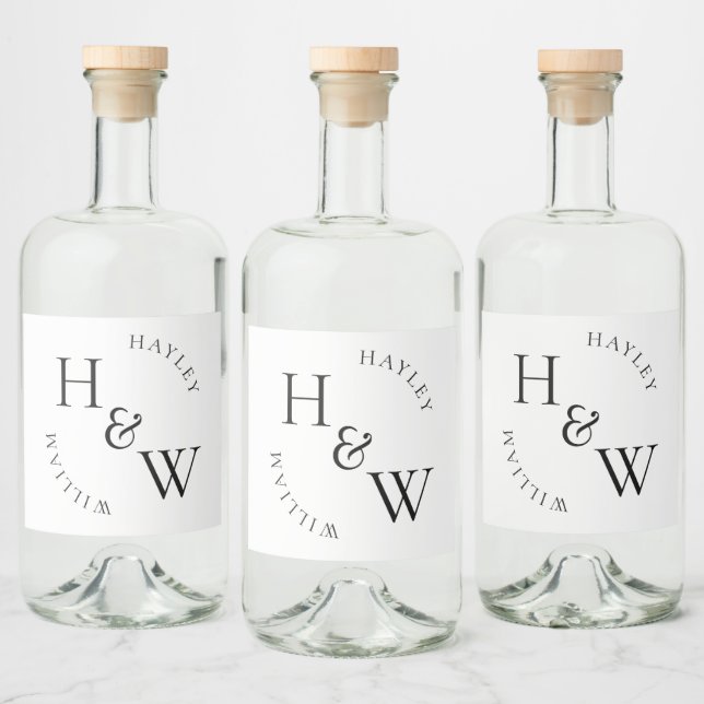 Étiquettes Pour Bouteilles De Liqueur Ellesmere Monogramme mariage Faveur (Bouteilles)