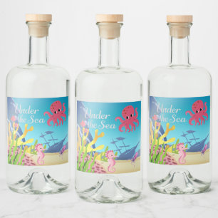 Étiquettes Pour Bouteilles De Liqueur Épave sous le Baby shower marin
