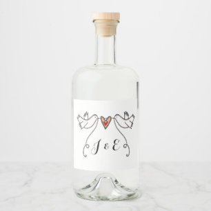 Étiquettes Pour Bouteilles De Liqueur Étiquettes de bouteille Mariage Doves blanches per