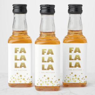 Étiquettes Pour Bouteilles De Liqueur Fa La La Fun Christmas White & Gold Mini