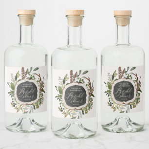 Étiquettes Pour Bouteilles De Liqueur Ferme rustique grange douche botanique