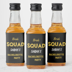 Étiquettes Pour Bouteilles De Liqueur Fête de Bachelorette d'or noir moderne Favoriser
