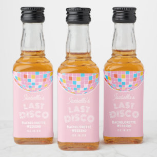 Étiquettes Pour Bouteilles De Liqueur Fête de Bachelorte à Disco Rose Retro Moderne