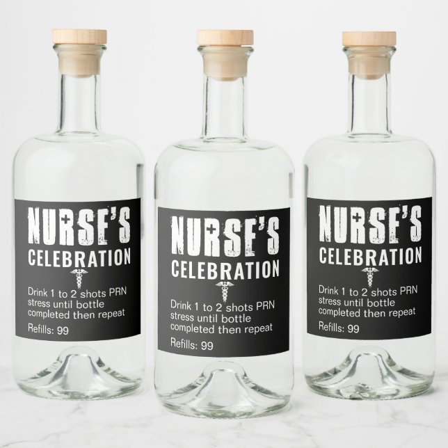 Étiquettes Pour Bouteilles De Liqueur Fête de l'infirmière d'ordonnance amusante (Bouteilles)