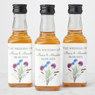Étiquettes Pour Bouteilles De Liqueur Fête de mariage au chardon Floral écossais