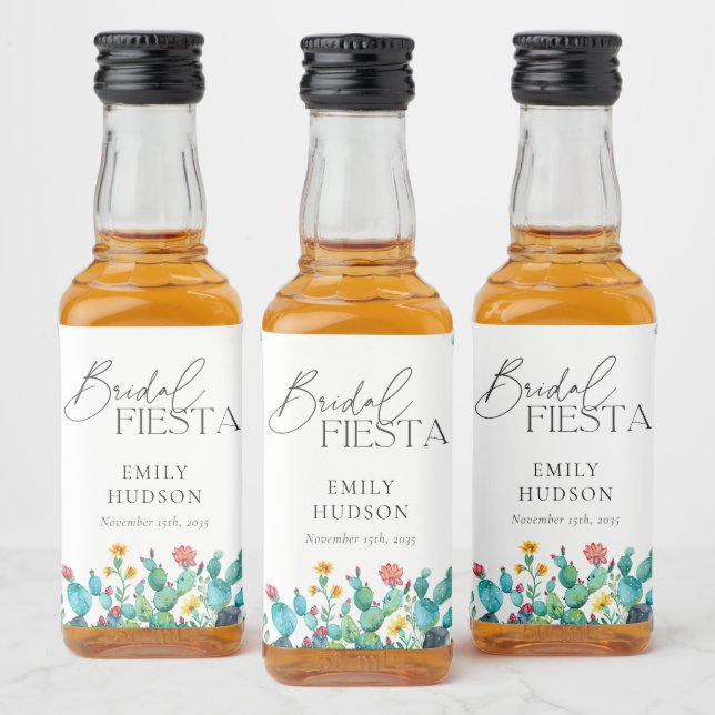 Étiquettes Pour Bouteilles De Liqueur Fête des mariées mexicaine Cactus Fiesta (Bouteilles)
