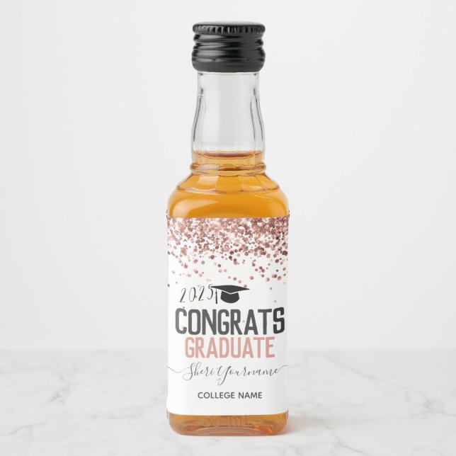 Étiquettes Pour Bouteilles De Liqueur Fille Parties scintillant Graduation Party Chaque  (Devant)
