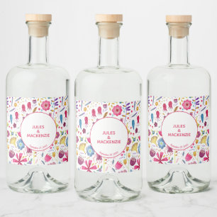 Étiquettes Pour Bouteilles De Liqueur Fleurs de hérisson Aquarelle moderne