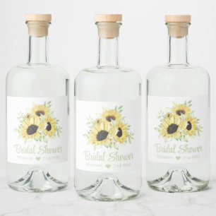 Étiquettes Pour Bouteilles De Liqueur Fleurs de soleil de campagne Aquarelle Fête des ma