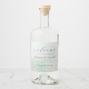 Étiquettes Pour Bouteilles De Liqueur Fond Abstrait Aqua Ombre avec Parties scintillant