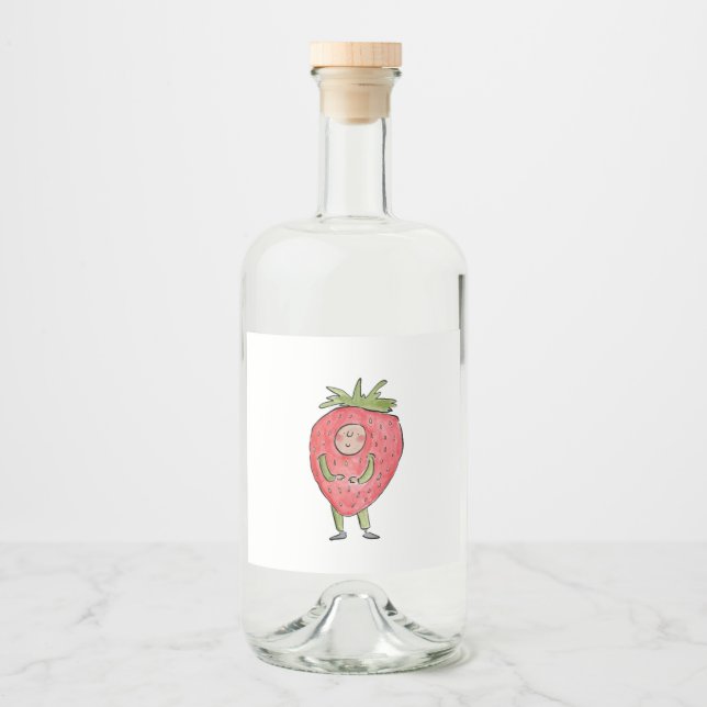 Étiquettes Pour Bouteilles De Liqueur Fraise (Devant)
