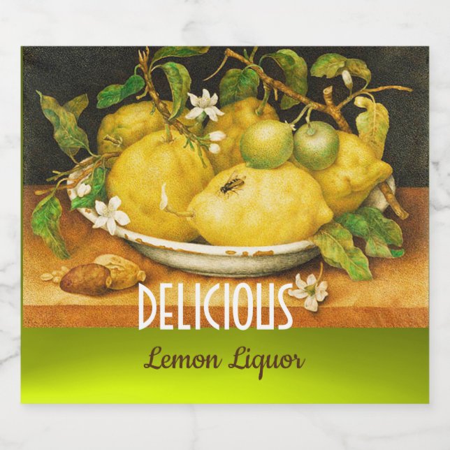 ÉTIQUETTES POUR BOUTEILLES DE LIQUEUR FRUITS DE SAISON LÉMONS ET FLEURS DE CITRON (Étiquettes simples)