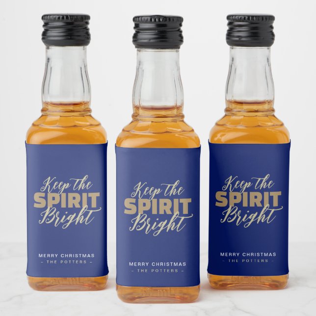 Étiquettes Pour Bouteilles De Liqueur Fun Christmas Blue & Gold Liquor Bouteille (Bouteilles)