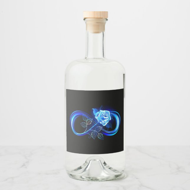 Étiquettes Pour Bouteilles De Liqueur Glowing infinity with blue rose (Devant)