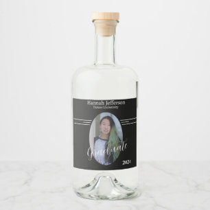 Étiquettes Pour Bouteilles De Liqueur Graduation photo moderne en noir et blanc