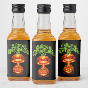 Étiquettes Pour Bouteilles De Liqueur Halloween de destruction massive Jack-o'-lanterne