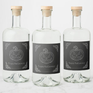 Étiquettes Pour Bouteilles De Liqueur Halloween de la lanterne Jack O'
