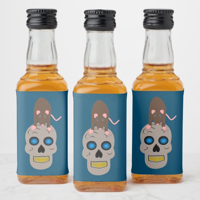 Étiquettes Pour Bouteilles De Liqueur Halloween gothique du crâne et du rat (Bouteilles)