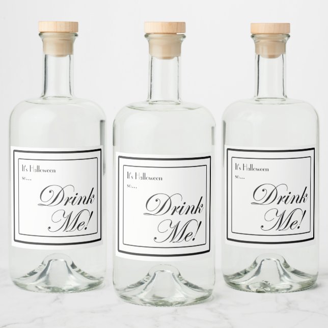 Étiquettes Pour Bouteilles De Liqueur Halloween noir et blanc appothécaire Buvez-moi! (Bouteilles)
