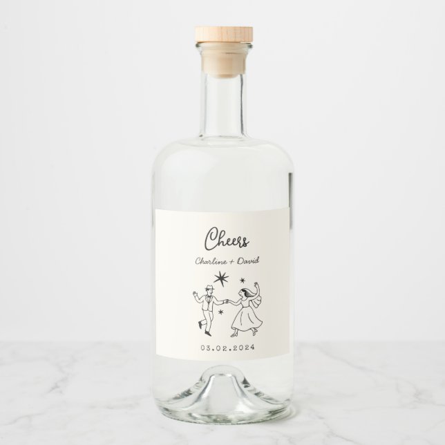 Étiquettes Pour Bouteilles De Liqueur Hand Drawn Scribble Wedding  (Devant)