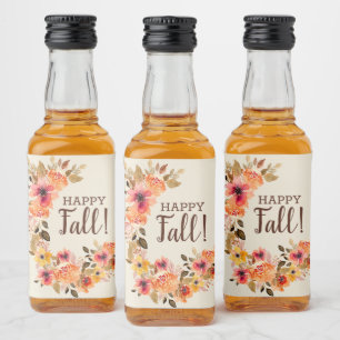 Étiquettes Pour Bouteilles De Liqueur Happy Automne Floral Swag Mini