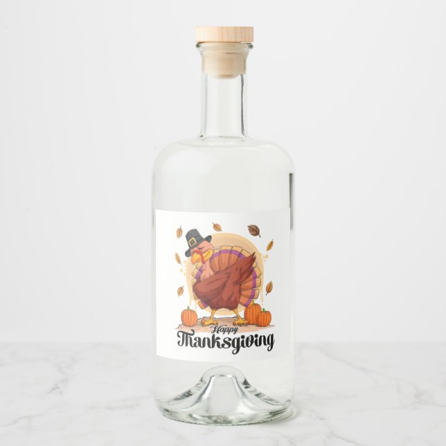Étiquettes Pour Bouteilles De Liqueur Happy Thanksgiving (Devant)