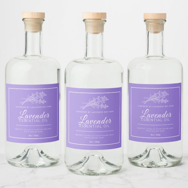 Étiquettes Pour Bouteilles De Liqueur Huile de lavande espagnole et française (Bouteilles)