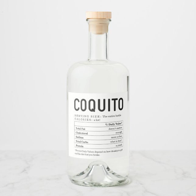 Étiquettes Pour Bouteilles De Liqueur Information nutritionnelle sur les grands coquitos (Devant)
