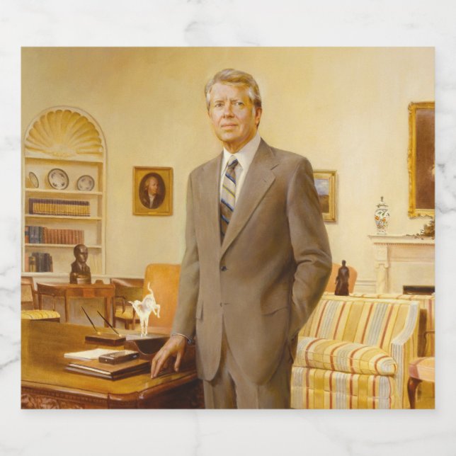 Étiquettes Pour Bouteilles De Liqueur James Earl Carter peint le portrait du président a (Étiquettes simples)