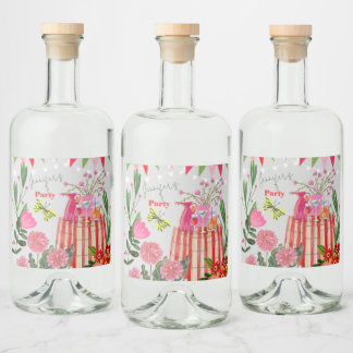 Étiquettes Pour Bouteilles De Liqueur Jardin fête anniversaire