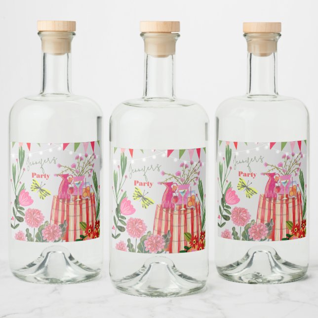 Étiquettes Pour Bouteilles De Liqueur Jardin fête anniversaire (Bouteilles)