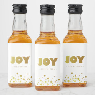 Étiquettes Pour Bouteilles De Liqueur Joie   Fun Christmas White & Gold Mini