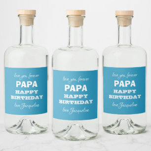 Étiquettes Pour Bouteilles De Liqueur Joyeux anniversaire moderne PAPA Personnalisé Pap