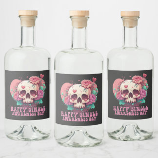 Étiquettes Pour Bouteilles De Liqueur Joyeux crâne de Valentines de la Journée de sensib