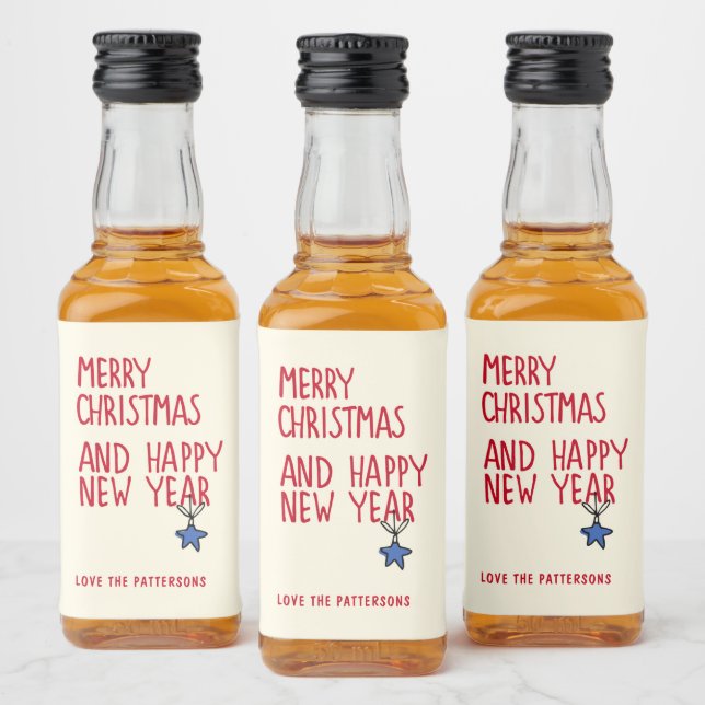 Étiquettes Pour Bouteilles De Liqueur Joyeux Noël Simple Typographie moderne (Bouteilles)