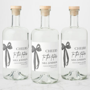 Étiquettes Pour Bouteilles De Liqueur La Bow Noire Brille À La Future Fête des mariées