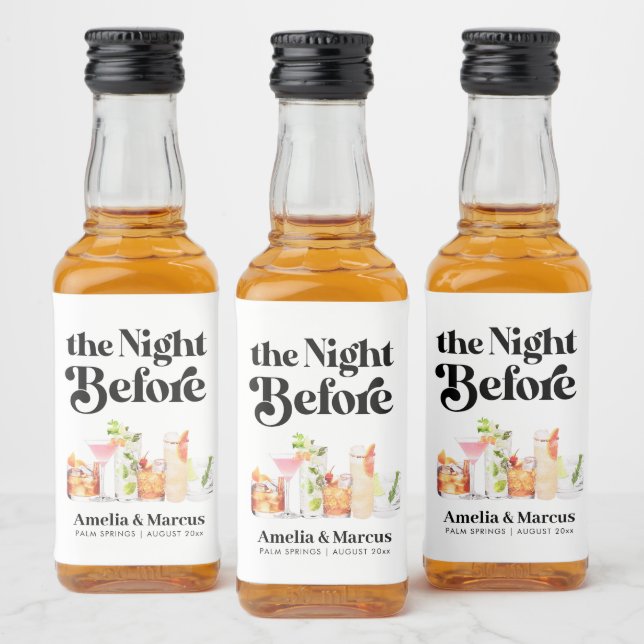 Étiquettes Pour Bouteilles De Liqueur La nuit avant le dîner de répétition de Retro Coup (Bouteilles)